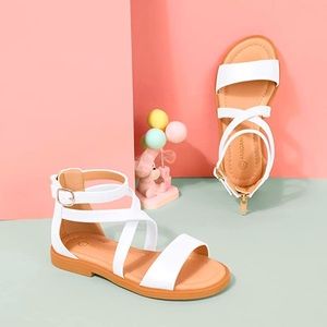 New Girls Toddler Zipper Cross Gladiator Summer Sandals Shoes size 2